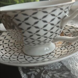 Elegant Black and White Teacup Set